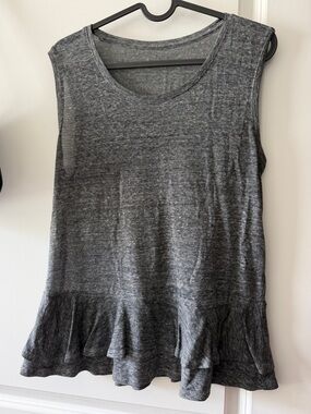 GAP Charcoal Gray Sleeveless Ruffle-Hem Tank